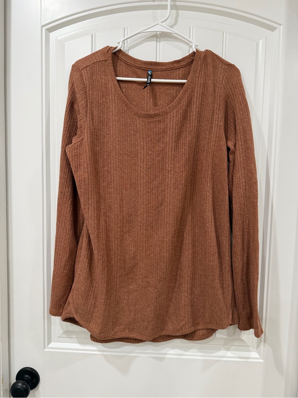 EUC Kuhl Ribbed Long Sleeve Scoop Neck Top - Rust Brown